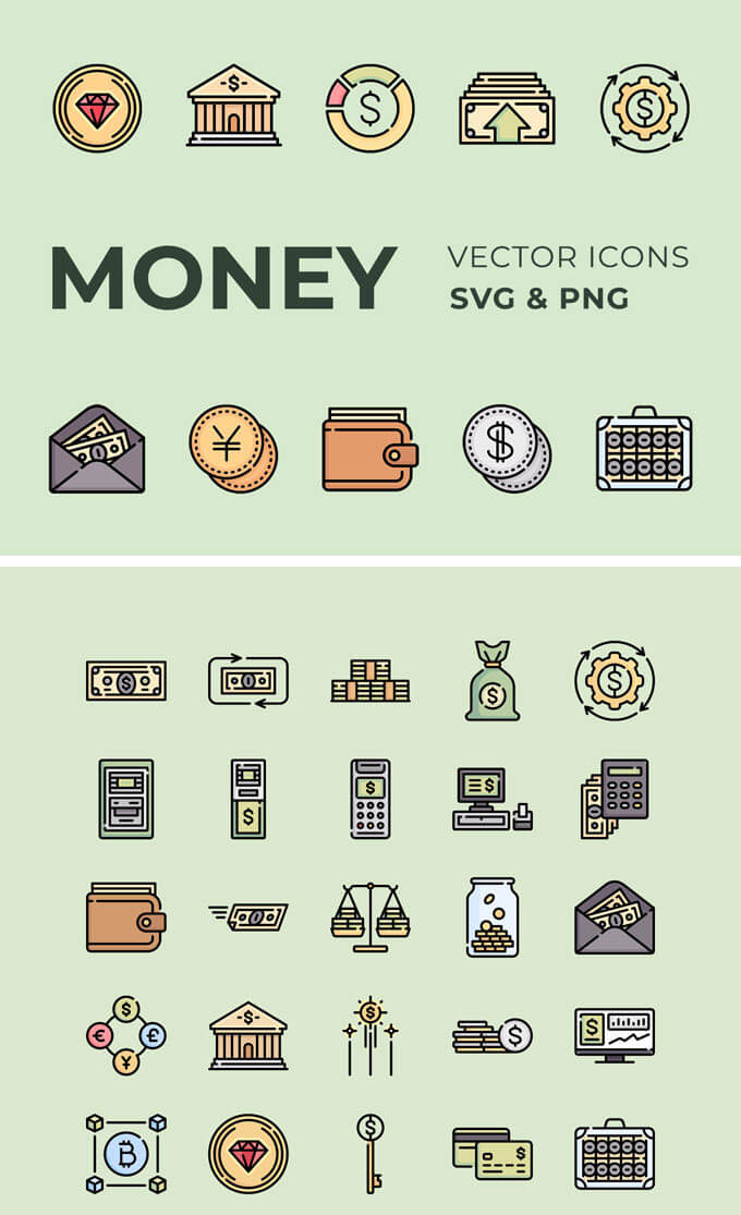 money-vector-icon-set