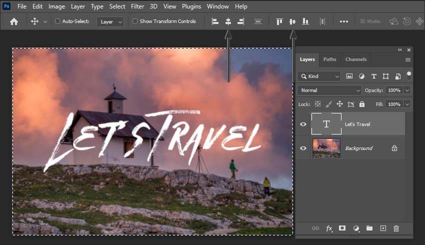centring-a-text-layer-in-Photoshop