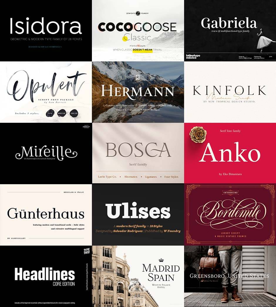 The Greatest Hits Fonts Library's Grid