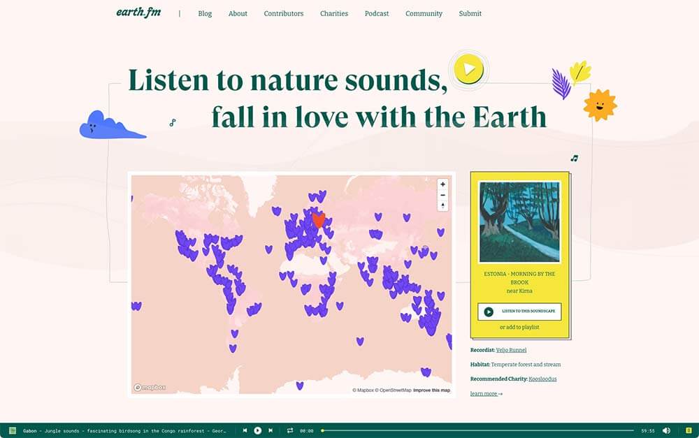 世界各地の自然の音を聴けるEarth FM