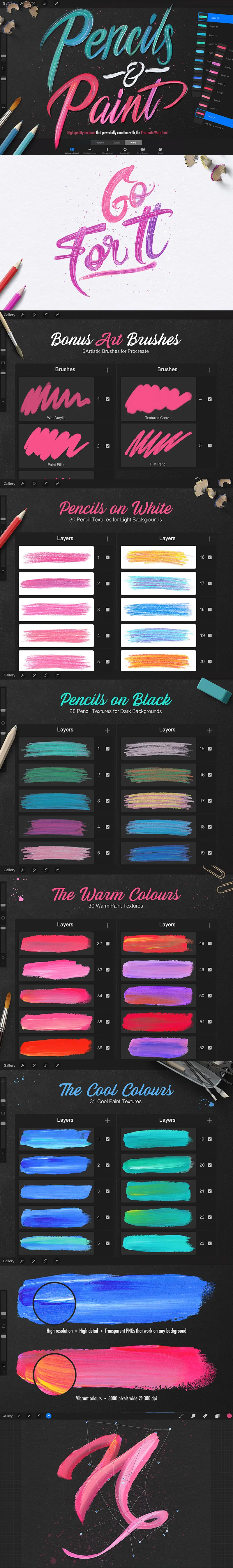 Pencils-and-Paint-Texture-Kit-For-Procreate-cover