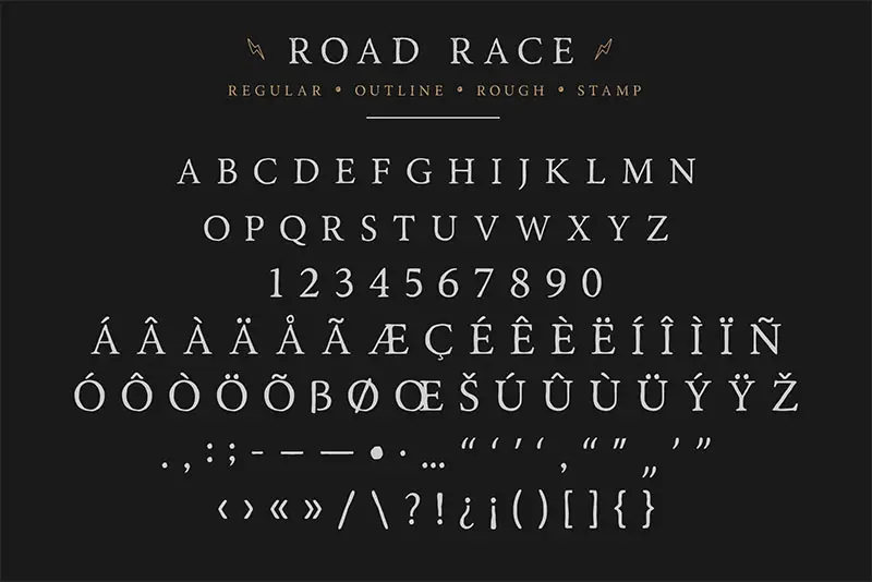 UZ904FZz-road-race-font-family-extras