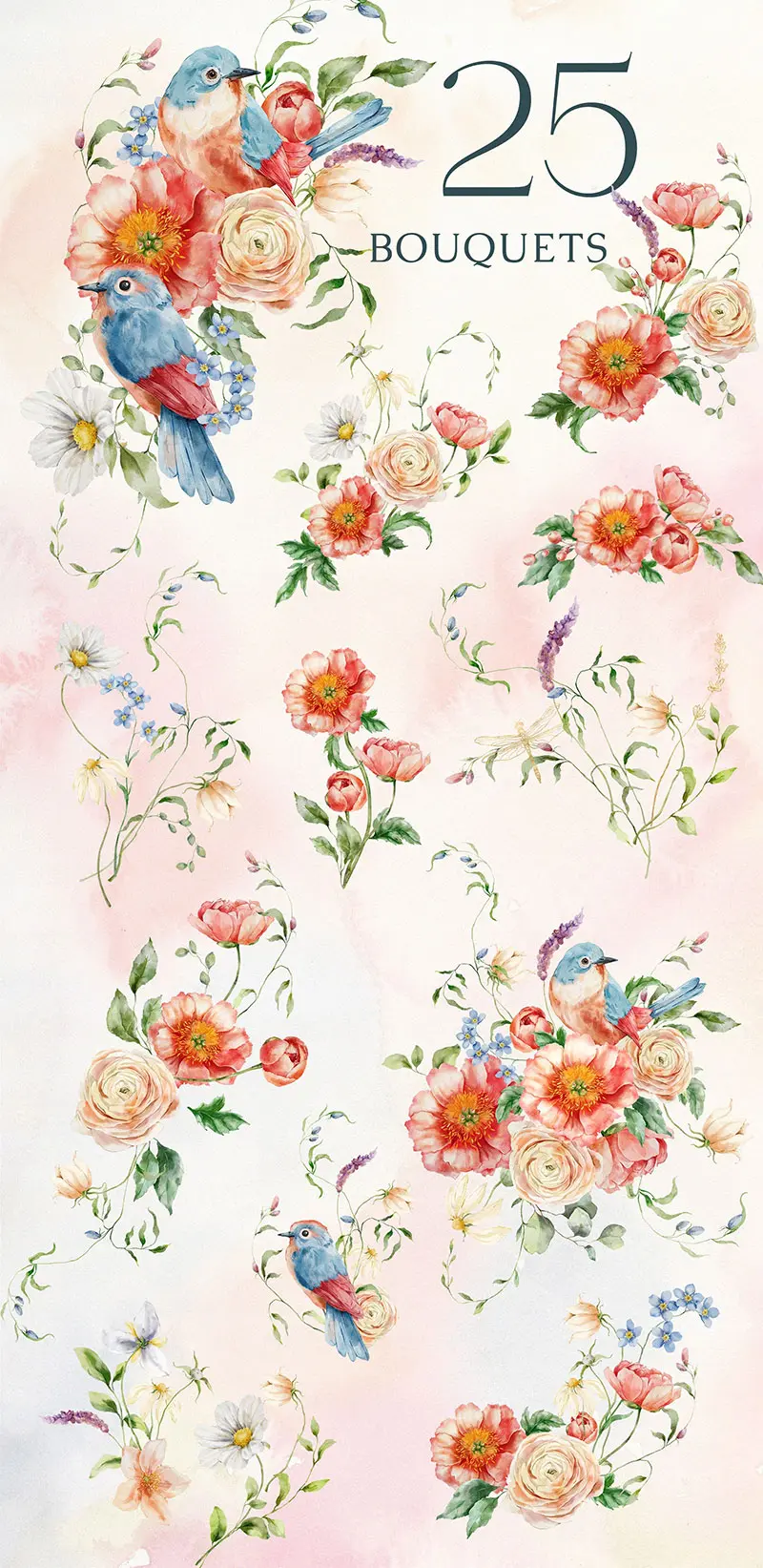 peach-fuzz-wildflower-flowers-birds-watercolor-1